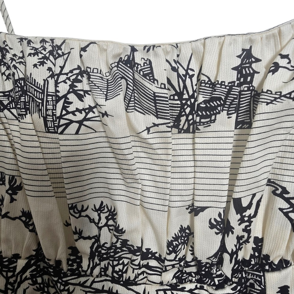 Vintage Tracy & Michael Toile Women's Dress Ivory Velvet Black Bow Strap Midi - Picture 10 of 13